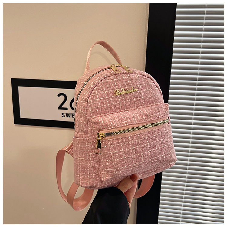 538g Weight Zipper Closure Type Double Shoulder Straps Strap Type Functional Backpack Bags Type Casual, Shopping Occasion Pu Leather Material Women's Backpack Backpack Plaid Pattern All Seasons Season Women's Gender Elegant, Streetwear Style Square Shape Plaid Casual Shopping Women's Backpack Functional Backpack 16