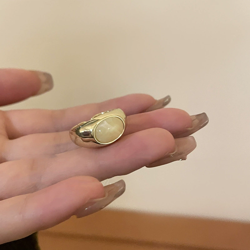 Retro amber organic one size universal small design ring, high-quality style