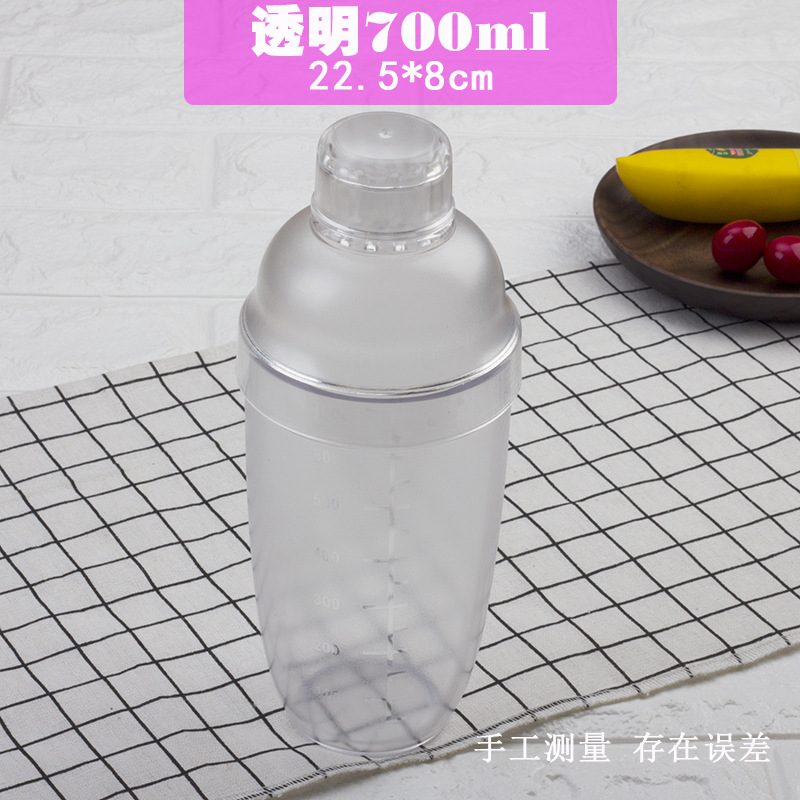 Coctelera coctelera mano taza PC resina Shaker leche tienda de té suministros con escala onza al por mayor