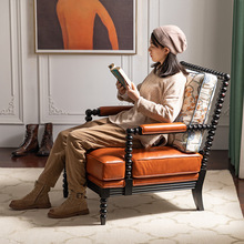 羽绒沙发美式复古客厅家具实木布艺老虎椅单人休闲沙发椅