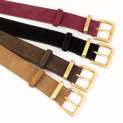 韓版仿麂皮腰帶女絨面質感皮帶簡約百搭二層牛皮褲帶配牛仔褲半裙