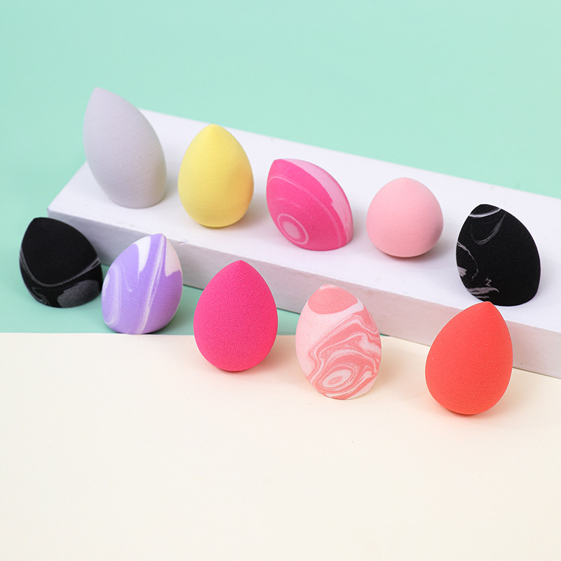 Mezcla personalizada de dos colores mini suave polvo de huevo de maquillaje no se puede comer polvo seco húmedo doble uso en el agua para aumentar el maquillaje esponja huevo