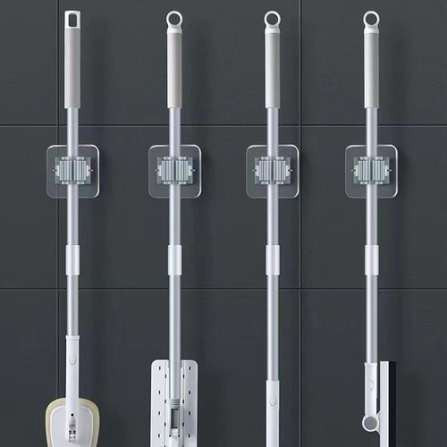 Magnetic Push-in Mop Holder Wall Mount without Drilling, Mop Wall Rack, Bathroom and Shower Room Storage Shelf