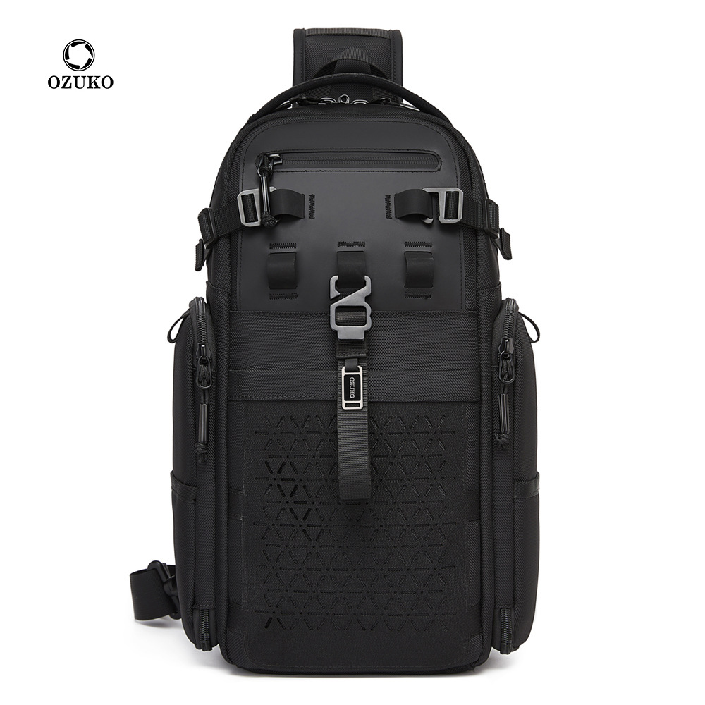 Ozuko Chest Bag Crossbody Bag with Multiple Compartments, Adjustable Shoulder Straps, Water-Resistant Men's Outdoor Cycling Shoulder Bag