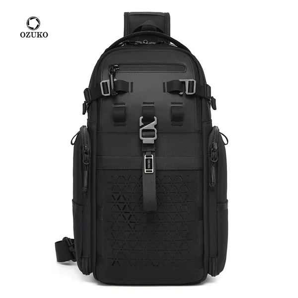 Ozuko Chest Bag Crossbody Bag with Multiple Compartments, Adjustable Shoulder Straps, Water-Resistant Men's Outdoor Cycling Shoulder Bag