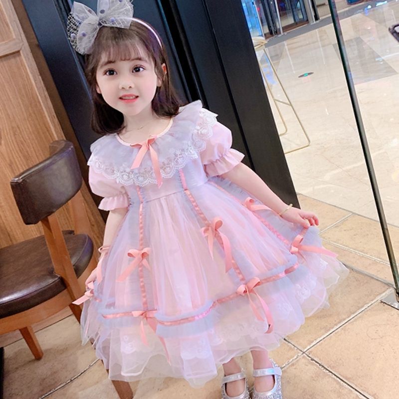 Children's Clothing Women's Skirt Summer New Style 2025 Korean Style Mesh Princess Skirt for Small and Medium-Sized Children Girl Lolita Style Performance Skirt