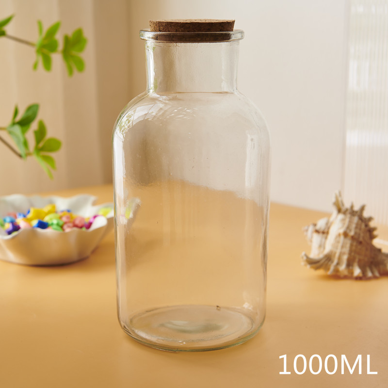 Botella de vidrio de deseo tapones de madera botella grande deseo flotante botella de estrella de suerte origami de alto valor de belleza pequeña botella vacía adornos