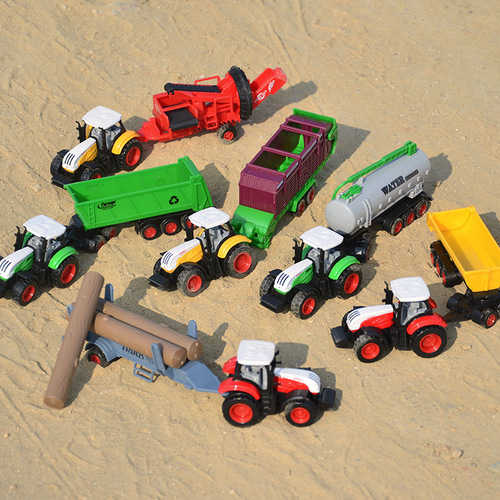 Child Farmer Tractor Model Simulation Alloy Farm Trailer Harvester Transport Vehicle Toy Set for Boys
