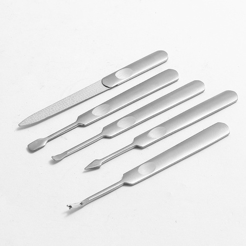 Stainless steel mirror polished nail file for dead skin removal fork manicure tool set small stone nail manicure dead skin fork