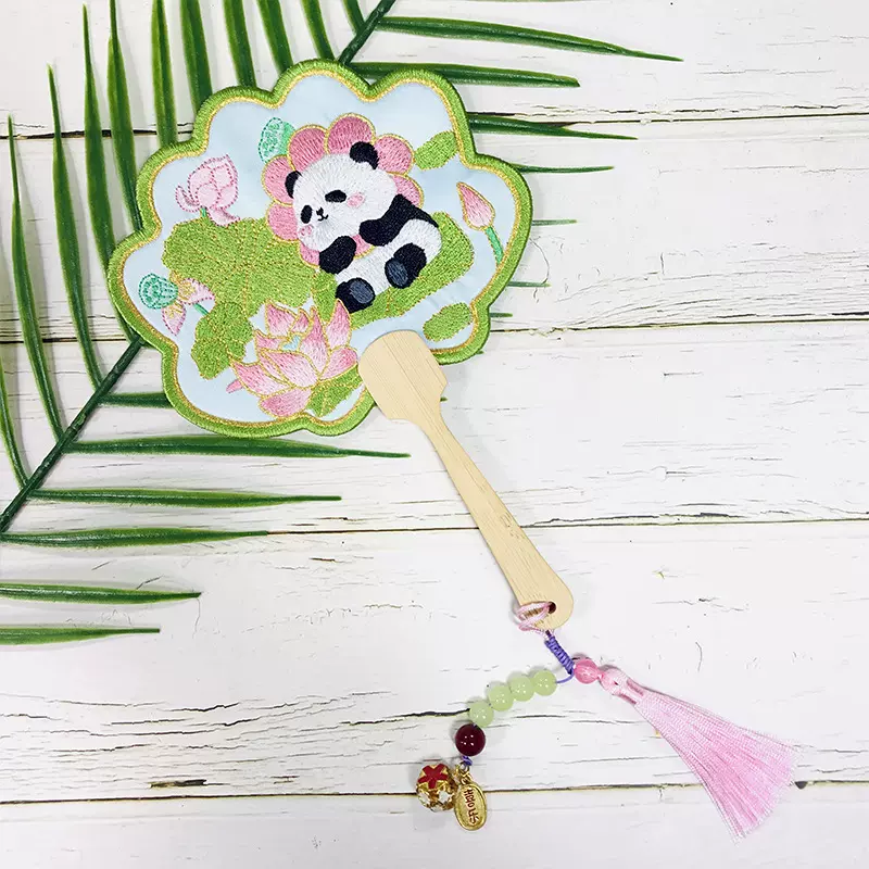 定制品牌logo绣花团扇汉服配饰刺绣扇子国风绣花扇子