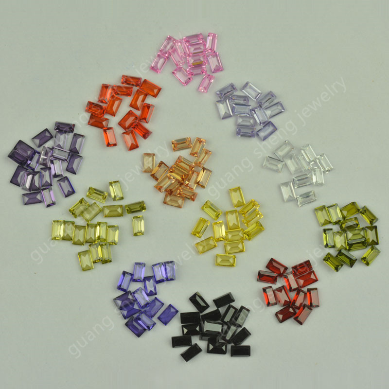 20 Color White Color Right Angle Car Flat Rectangular Artificial Zircon Bare Stone Emerald Cut Zirconia Gem