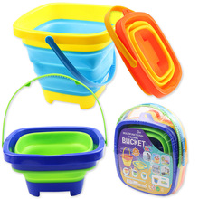 便携式折叠伸缩桶手提水桶3合一水桶沙滩户外戏水桶儿童户外玩具