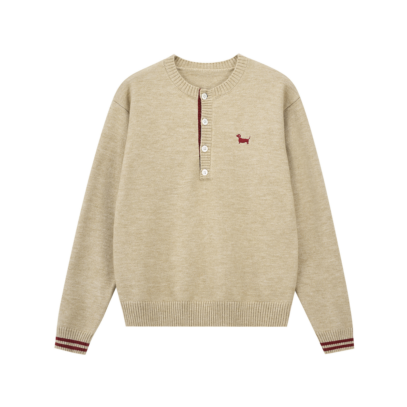 Explosiones transfronterizas de tamaño grande europeo falso dos piezas de jersey de cuello Henry suéter bordado cachorro viejo fábrica de viento de dinero al por mayor