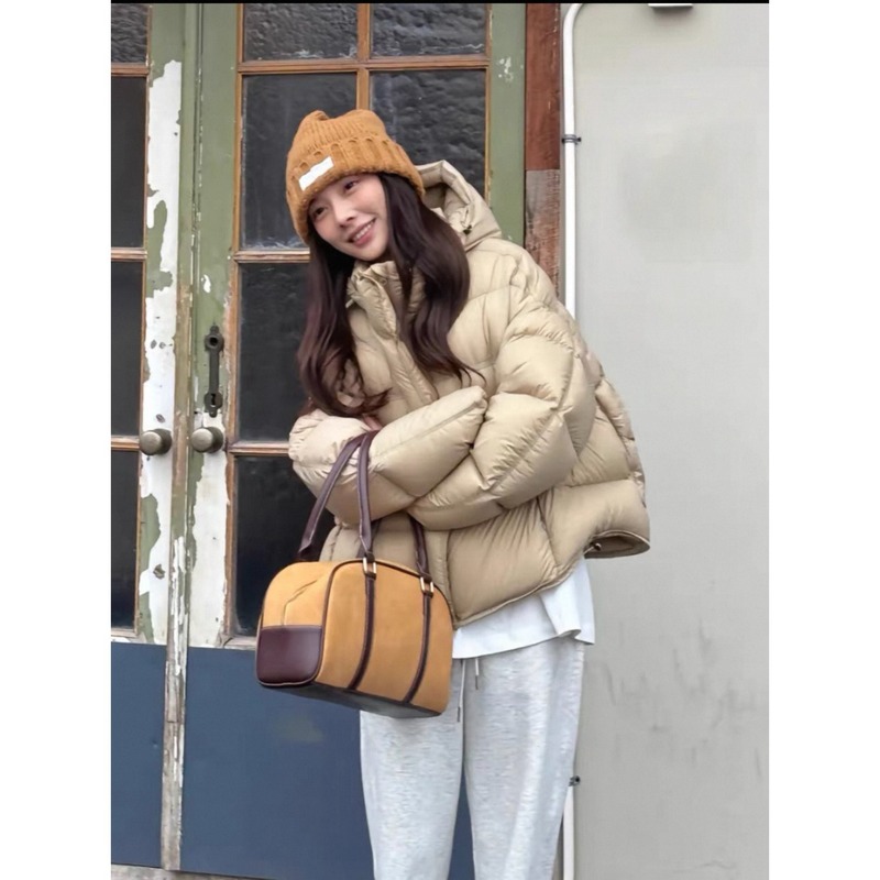 跨境小个子短款龟背泡芙棉服女2025冬季新款连帽加厚保暖棉服|undefined