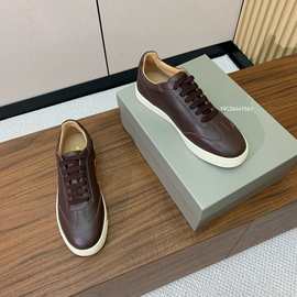 欧洲站夏季2024休闲运动板鞋男鞋正皮系带潮流百搭平底透气小白鞋