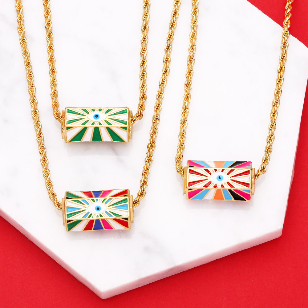 2022 new devilu0027s eye copper gold-plated dripping oil necklace