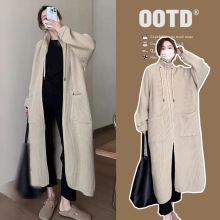 秋冬装新款加厚宽松中长款针织孕妇外套开衫孕妇大衣