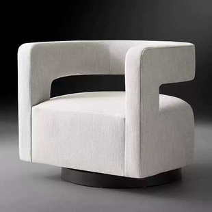 European Style Simple Living Room Single Sofa Casual American Style Fabric Retro Lazy Creative Rotating Sofa