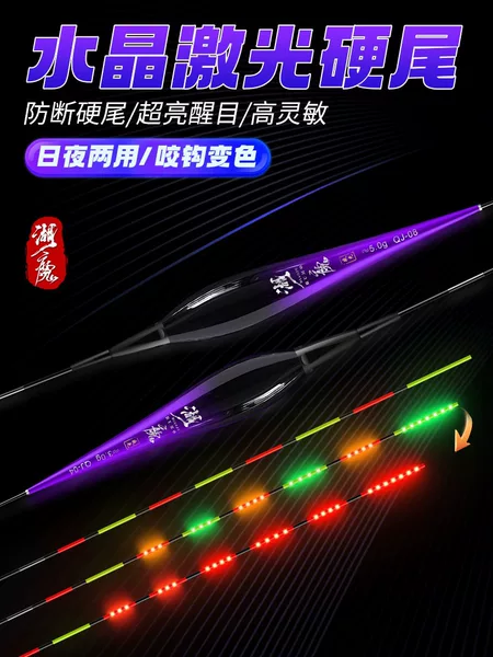 Lake Magic Laser Hard-Tail Luminous Float That Changes Color When a Fish Bites, Dual-Use Day and Night High-Sensitivity Crucian Carp Float, Large Fish Float, Electronic Float