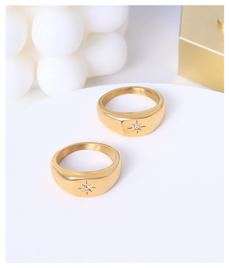 European and American jewelry inlaid zircon design titanium steel plated 18k gold finger ring