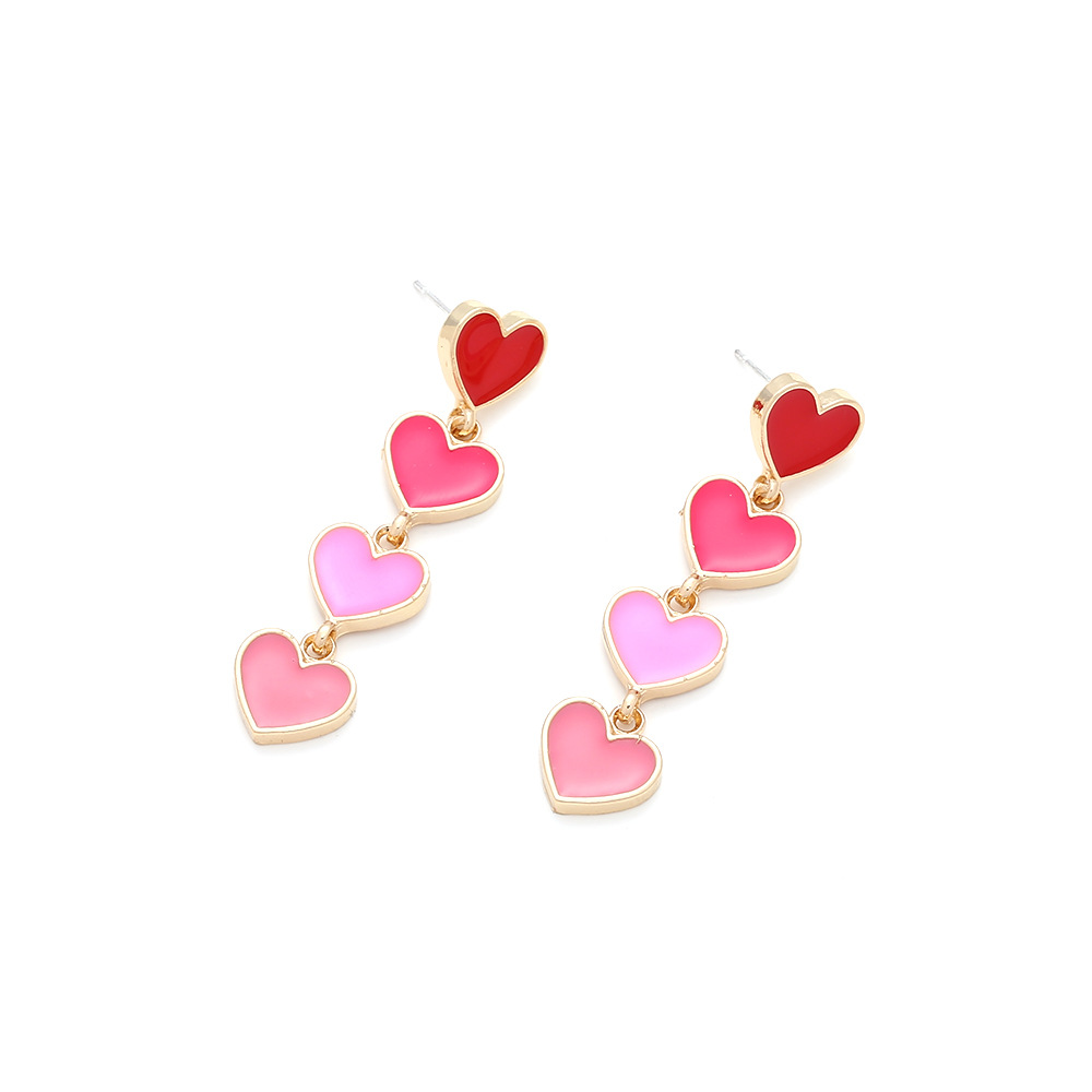 1 Pair Simple Style Heart Shape Enamel Zinc Alloy Drop Earrings display picture 5