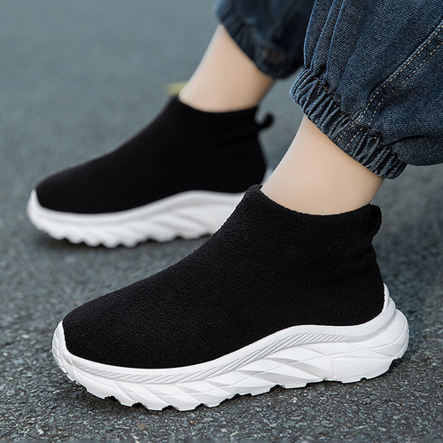 Children's Socks Shoes Neoprene High-Top Slip-On Casual Sports Big Kid Shoes Girls Flyknit Breathable Elastic Shoes
