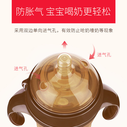 Baby weaning artifact silicone bottle, wide mouth with rice paste spoon head, water cup and nozzle, imitation breast milk anti-colic bottle