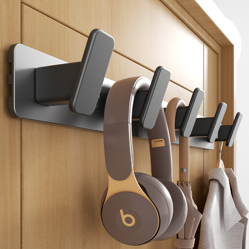 Space aluminum hooks, bedroom door back hanging clothes hooks, punch-free bathroom hooks, sticky hooks, wall clothes and hat storage row hooks