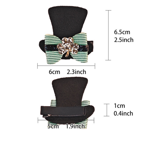 Irish Day Clover Hat Bow Hair Clip St. Patrick's Day Greeting Unicorn Full Cover Clip