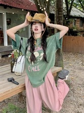 夏季多巴胺休闲运动服套装女新款甜酷可爱少女短袖长裤两件套