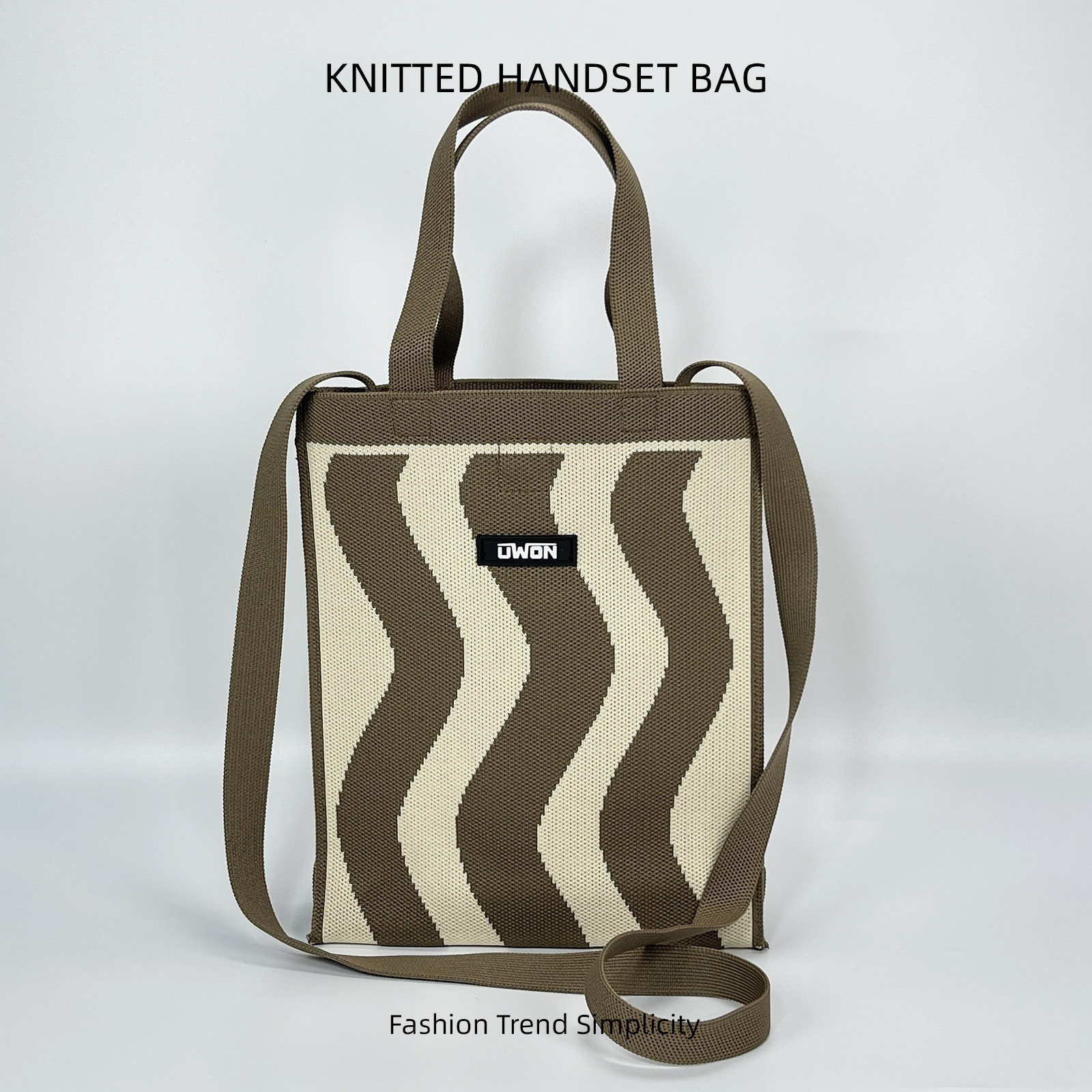Nuevo bolso de hombro de punto de rombo en blanco y negro, bolso de mensajero de viaje de gran capacidad casual coreano, bolso cuadrado pequeño