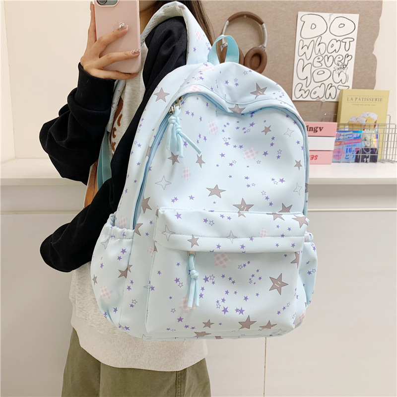 新款森系ins高颜值清新甜美可爱星星背包初高中生轻便简约双肩包|undefined