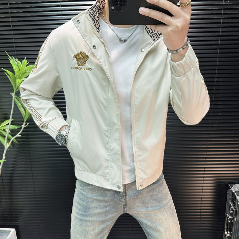 European Station 2026 New High-End Heavy Embroidery Men's Slim-Fit Jacket Trendy Brand Stylish Luxury Light Luxury Coat