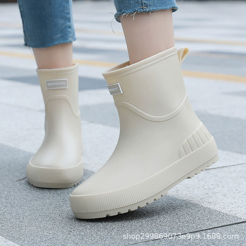 Японские дождевые сапоги женские взрослые мода носить короткие дождевые туфли на кухне работы нескользящие водонепроницаемые мягкие подошвы и износостойкие резиновые туфли