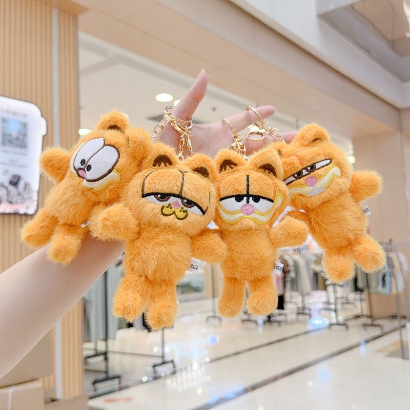 Cute Cat Pendant Creative Plush Toy Backpack Decoration Accessory Claw Machine Gift for Girls Voice Keychain