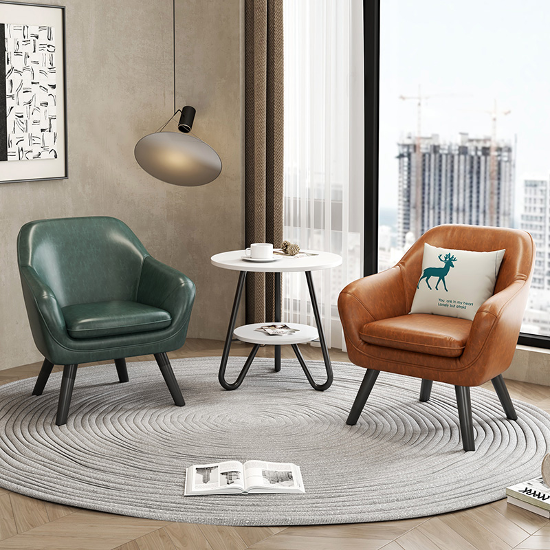 Balcón moderno sofá perezoso silla de ocio para una persona pequeña mesa de té de hotel de oficina lujoso apartamento cómodo piel