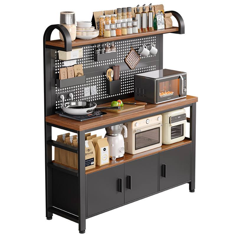 Nuevo estante de cocina, tablero de agujero multifuncional, banco de trabajo contra la pared, horno de microondas, estante de almacenamiento, armario lateral