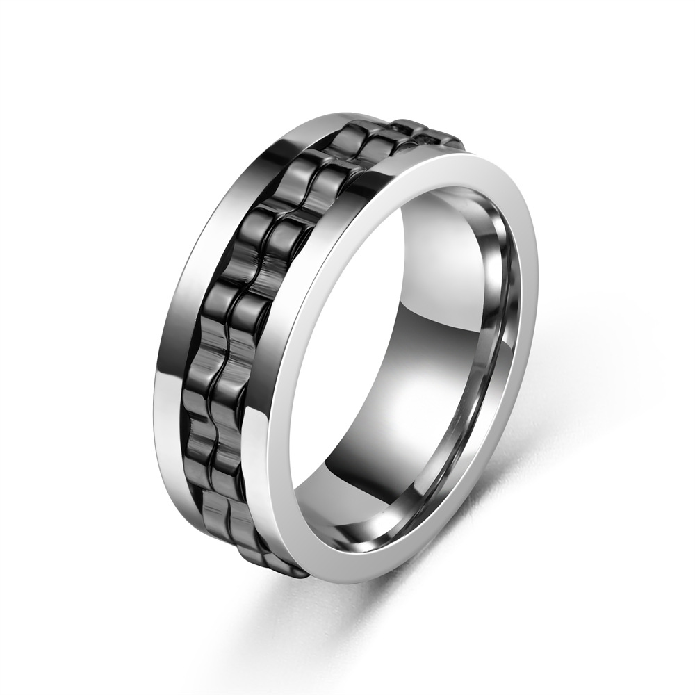 Simple Style Geometric Stainless Steel Plating Unisex Anxiety Ring display picture 7