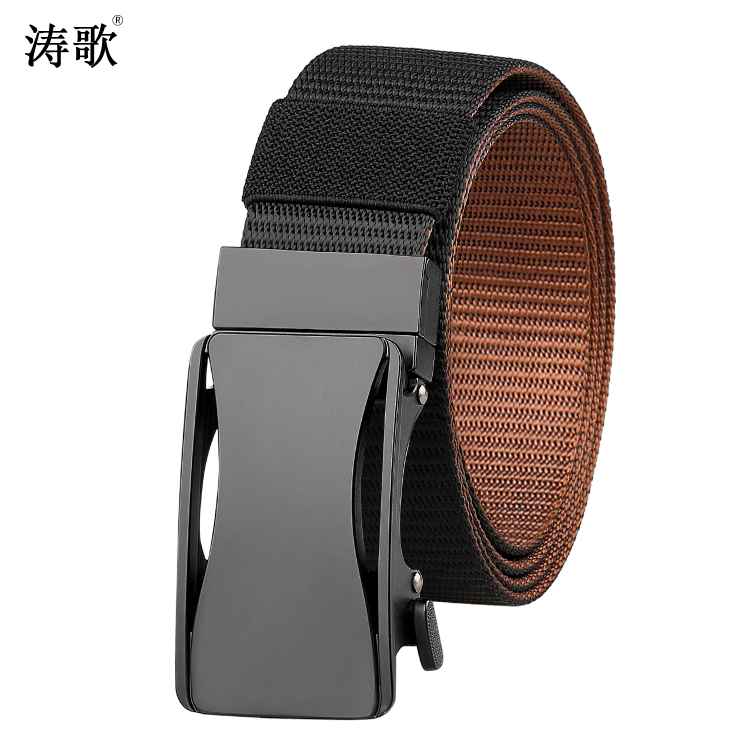 Nueva hebilla giratoria cinturón de nylon tejido casual para hombres cinturón de aleación de hebilla de lona cinturón de dos colores