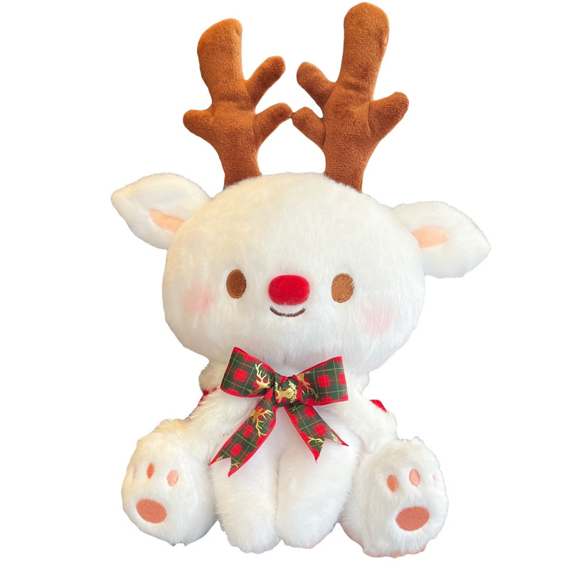 Regalos de Navidad, ciervos de Navidad y ciervos de Navidad muñecas, juguetes de peluche, lolly, nieve blanca, niños, niñas