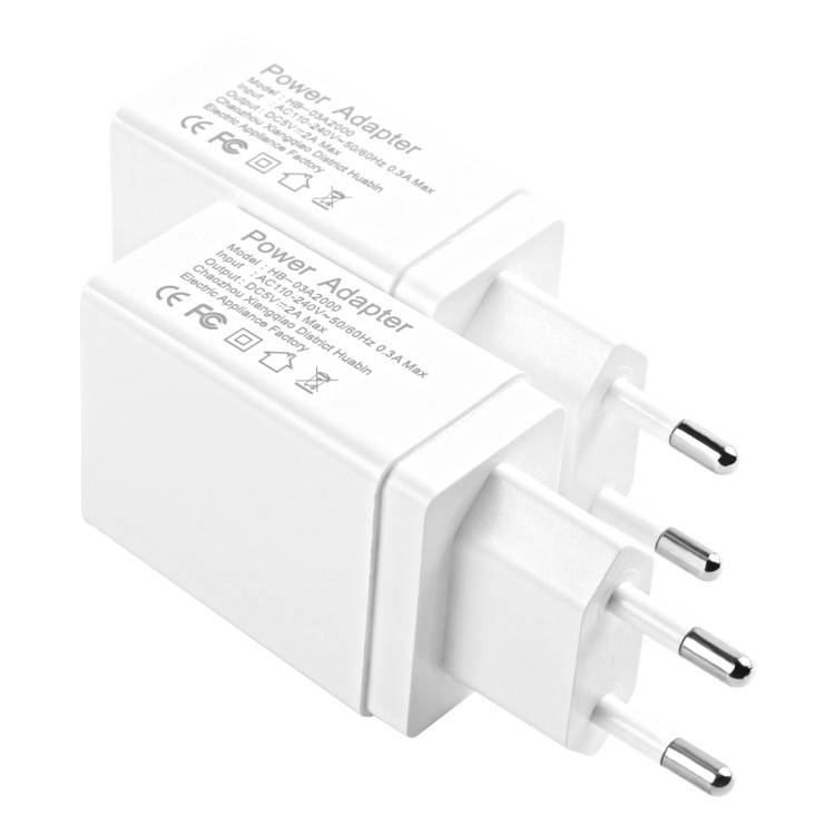 CE-zertifiziertes 5v2a Dual-Port-USB-Handy-Ladegerät, 2USB-Ladekopf, europäischer Standard-Adapter_voghion.com