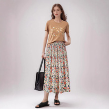 下单先联系客服夏季半身裙休闲印花女士豹纹中长裙高腰百褶裙A字