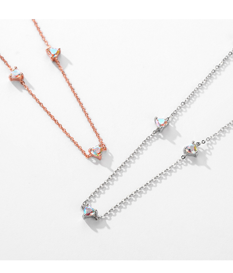 Sweet Heart Shape Silver Plating Inlay Zircon Choker 1 Piece