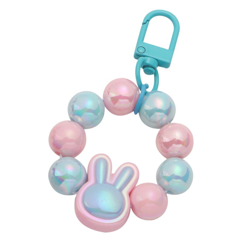 Nuevo llavero de cadena de cuentas redondas colgante Cadena de teléfono móvil pequeña perla colorida fresca color sólido gancho de puerta accesorios bolsa de auriculares