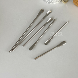 ⌘ 304 Stainless Steel Long Handle Small Spoon Milk Tea Spoon Dessert Ice Spoon Honey Spoon Extended Stirring Stick Picnic Household