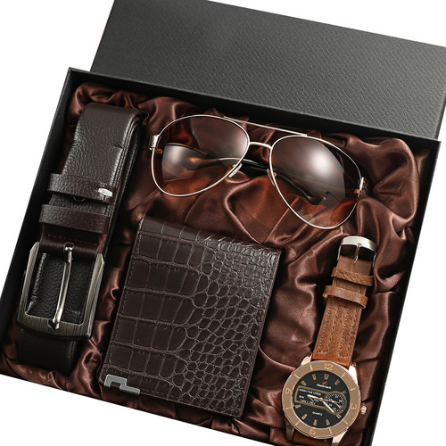 Men's watch business gift birthday gift wallet sunglasses belt watch set 4pcs/set