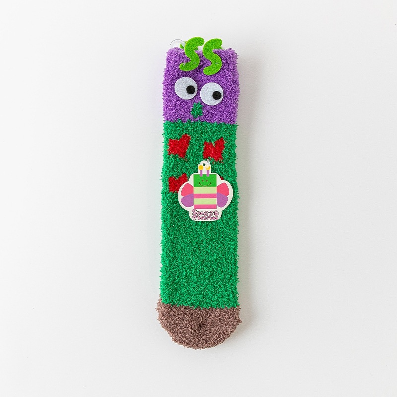 Calcetines de Piso de Caña Media para Mujer de Terciopelo de Coral Antideslizantes y Térmicos para Invierno