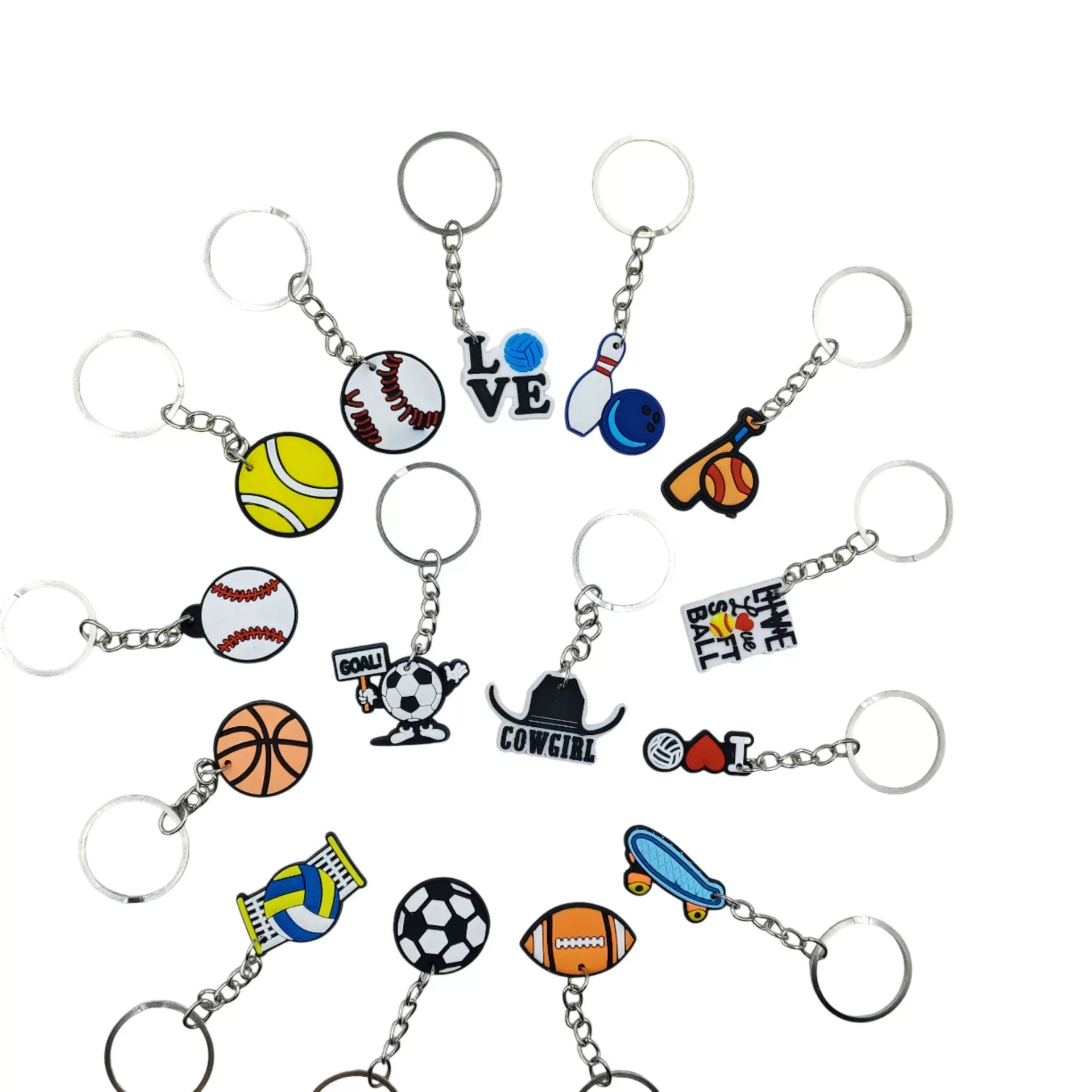 运动系列PVC软胶钥匙扣配饰创意汽车包包钥匙扣配件跨境