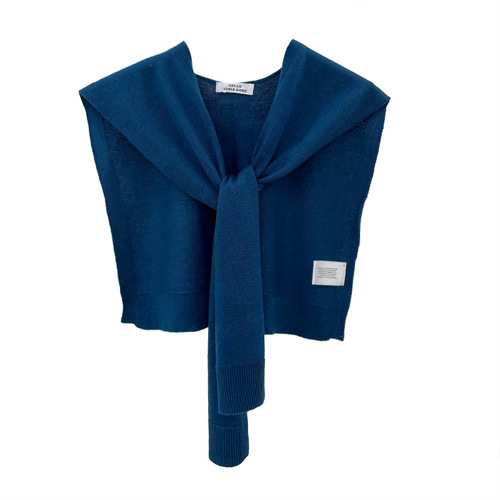 Korean style knitted wool shawl for women in spring and summer air-conditioned room with knitted neck gaiter, small waistcoat, knotted scarf, fake collar