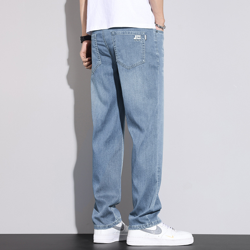 High Street Trendy Brand Men's Jeans, New Seasonal Products, Fashionable, Simple and Versatile, Loose Casual Tencel Straight Pants for Men